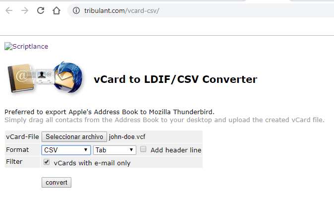 vcard to ldif csv converter